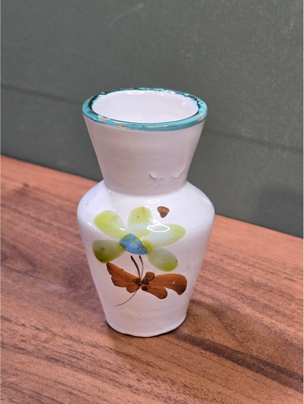 Vintage Hand-Painted Small Ceramic Flower Vase from Italy